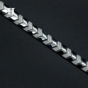 Bracelet de luxe en or 14K/18K avec motif chevron et diamants, bijou de poignet à maillons géométriques, fabricant - Product Image 5
