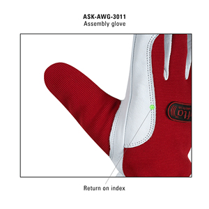 Gants de travail en cuir pour le jardinage, la mécanique, l'entrepôt, résistants aux chocs, doublure absorbant la transpiration, gants isolés pour conducteur, rouge - Product Image 4