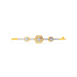 Bracelet élégant en or jaune 18 carats avec diamant hexagonal rond brillant cultivé en laboratoire - Product Image 1
