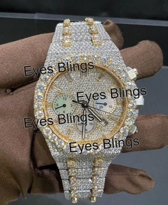 Montre de luxe unisexe de haute qualité avec diamants VVS glacés, style hip-hop, en moissanite, avec alarme GPS, cadran analogique, bracelet en acier inoxydable, mouvement automatique - Product Image 1