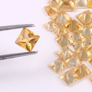 Citrino natural, corte princesa, facetado, cuadrado, gema +AAA+, tamaño 3-5.5mm, paquete de 73 piezas, venta al por mayor, piedras sueltas para joyería - Product Image 4