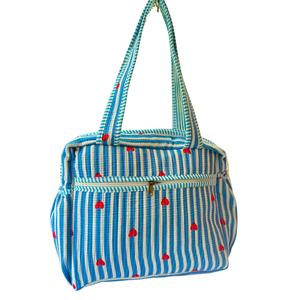 Jaipur Block Print Maternity <b>Bag</b> Cotton Quilted Baby Changing Tote Durable Elegant Sustainable Bottle Pocket Travel Organizer - Product Image 1