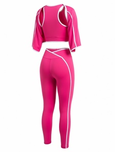 Customized Colors Elastic Wholesale Women's 3-Piece Solid Front Logo Active Wear <b>Yoga</b> <b>Set</b> Gym Workout Fitness Spandex/Nylon - Product Image 6