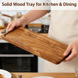 Handmade mango wood rectangular <b>tray</b> for serving <b>snacks</b> beverages tea coffee elegant durable kitchen home decor - Product Image 1