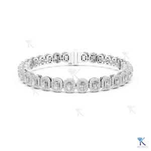 Bracelet tennis halo en diamant de laboratoire taille coussin allongé, or massif 14K 18K, bijoux de luxe pour femme, vente en gros fabricant - Product Image 3