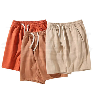Pantalones Cortos Bermuda de Algodón de Color Sólido para Hombre, Cintura Elástica con Cordón, Estilo Casual, Tejido de Punto de Longitud Media - Product Image 4