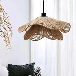 Wholesale Handwoven Hemp <b>Rope</b> Pendant <b>Light</b>, Coastal Straw Hat Design Ceiling Lamp for Dining Room, Living Room OEM ODM - Product Image 3