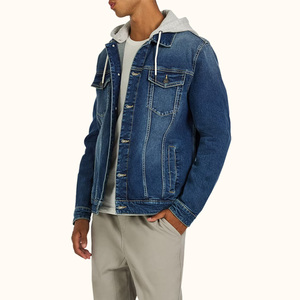 Hooded <b>Denim</b> <b>Jacket</b> <b>Custom</b> Vintage Button Down Mens Multi Pockets <b>Jackets</b> Unisex Trendy Cool <b>Jackets</b> - Product Image 3
