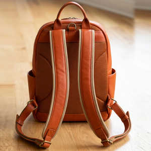 OEM White Leather <b>Backpack</b> With Zipper Pocket Soft Handle Medium Capacity Leather Double Strap <b>Backpack</b> Bags - Product Image 6