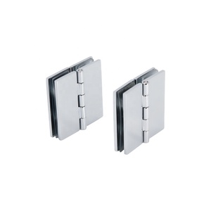 180 Degree Glass to Glass Door Hinge Modern Design Solid Brass Brushed Nickel Finish for 1/4\" to 5/16\" Glass - Product Image 1