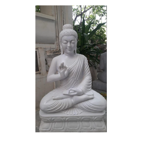 Escultura de Buda de Mármol Tradicional en Piedra Natural, Fuente de Templo, Ecológica, Hecha a Mano, Estatua de Loto Blanco para Meditación en Interiores - Product Image 2