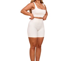 Ensemble de sport pour femme : short taille haute et brassière de sport, séchage rapide, respirant, extensible, idéal pour l'entraînement et le fitness - Product Image 4