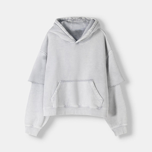 Sudadera con Capucha Extra Grande Gris Claro para Hombre, Informal, con Bolsillo Delantero y Capucha con Cordón Ajustable - Product Image 5