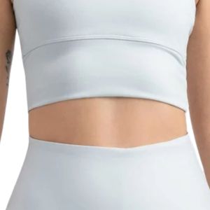 Ice Blue Women's Halter Neck Sports Bra Fitted Crop Top Sleeveless Athletic Activewear For Yoga Gym Training Fitness And Workout - Product Image 4