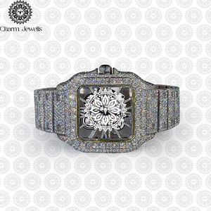 Charm_Jewells Luxury Square Stainless Steel <b>Watch</b> Diamond Encrusted Sapphire Crystal Analog <b>Mechanical</b> Movement Unisex - Product Image 5