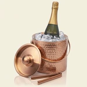 Modern Hammered Metal <b>Ice</b> <b>Bucket</b> Portable Stainless Steel Beverage Tub Rust-Resistant <b>Drink</b> Chiller For Outdoor Events And Hotel - Product Image 2