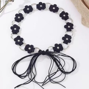 Brown Floral <b>Waist</b> <b>Chain</b> Belt Bohemian Suede Look Metal Ring Cinch Obi for Dress Jeans Skirt - Product Image 2