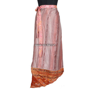 New 38 Inch 2026 Fashion for Women 2 Layered Art Silk Sari Reversible Summer <b>Beach</b> Wear <b>Magic</b> Wrap Skirts <b>Magic</b> Skirt for Girl - Product Image 4