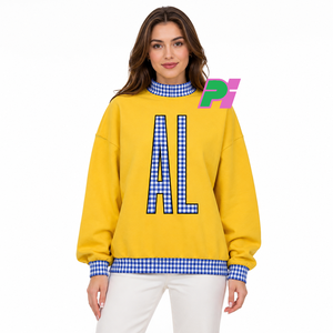 Sudadera de Cuello Alto para Mujer, 100% Algodón, Estilo Urbano, Ecológica, con Bordado Personalizado AL y Ribetes, para Invierno - Product Image 1