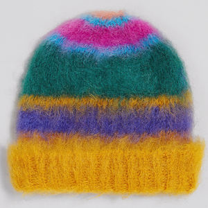 Gorro de Lana Jacquard de Mohair Unisex de Lujo 100% Lana con Estampado de Camuflaje y Letras, Gorro Clásico con Pompón para Esquí, Viajes y Actividades al Aire Libre, Mantiene el Calor - Product Image 2