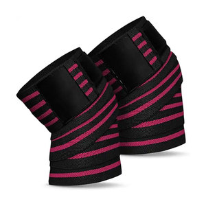 Genouillère Unisexe Élastique Rayée avec Fermeture Réglable, Soutien de Compression, Matière Nylon/Néoprène, Option Logo Personnalisé - Product Image 1