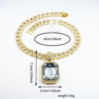 Collar con Colgante de Esmeralda Verde Corte Esmeralda de Lujo, Oro de 14K, Diamante Cultivado en Laboratorio VVS con Halo, Cadena Cubana Gruesa para Mujer