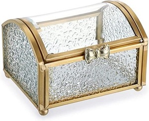 กล่องใส่เครื่องประดับทรงสี่เหลี่ยมทำจากกระจก ฝาปิดแบบมีบานพับ โครงโลหะ ผลิตอย่างวิจิตรโดย KHOOSI OVERSEAS - Product Image 1