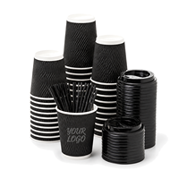 Gobelets à café en papier biodégradables personnalisés à paroi simple ou double ondulée avec couvercles et manchons