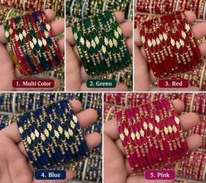 Bracelets en verre traditionnels du Cachemire, Churiyan, bijoux ethniques colorés faits à la main, bracelets de mariage et de fête pour femmes, vente en gros - Product Image 4