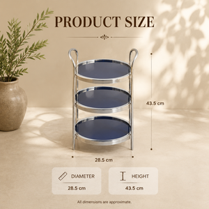 Support de service à trois niveaux en verre et acier inoxydable de qualité supérieure, organisateur de présentation peu encombrant pour desserts, fruits et décoration de table - Product Image 2
