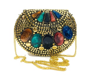 Silver Plated Zinc Alloy Clutch <b>Bag</b> With Circular <b>Stud</b> Design Fashion Metal Craft Irregular Shape - Product Image 6