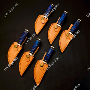 OEM ODM Handmade Damascus Steel Fixed Blade Drop Point Skinner Knife Dark Wood Pakka Wood Handle Brass Guard Razor Sharp Knife - Product Image 6