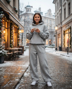 Wholesale Fleece Women's Casual Fleece Sportswear Women's Two Piece Fleece Outfit Custom Logo Women's Tracksuit Manufacturer <b>Set</b> - Product Image 6