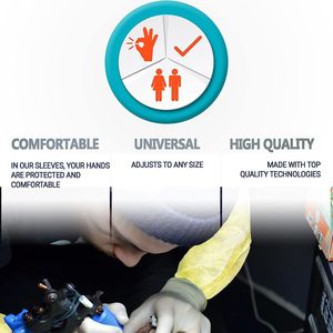 Manchons de protection jetables en polyéthylène polypropylène jaune de 18 \ "paquet de 82 g/m² 400 extrémités élastiques pour le nettoyage de la peinture - Product Image 4