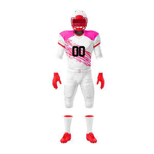 Conjunto de Uniforme de Fútbol Americano Personalizado para Hombre, Jersey Sublimado Blanco, Rosa y Rojo, Pantalones, Guantes, Calcetines, para Todas las Temporadas, Absorbe la Humedad - Product Image 2