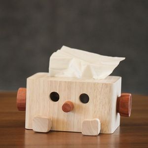 Porte-mouchoirs moderne en bois en forme d'hippopotame avec support pour téléphone, organisateur de bureau et d'hôtel durable, option de logo personnalisé - Product Image 2