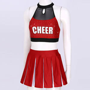 Uniforme de cheerleading personnalisé rouge et noir 2026 avec strass, costume de danse pour femmes, tenue de compétition de cheerleader OEM - Product Image 5
