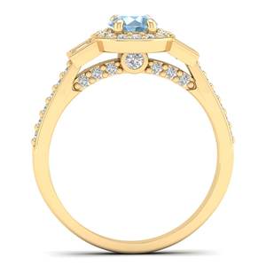 Anillo de Compromiso REYES Exclusivo de Plata de Ley 925 con Moissanita Certificada GRA, Corte Redondo, 0.5 Quilates, Gema de Aguamarina - Product Image 4