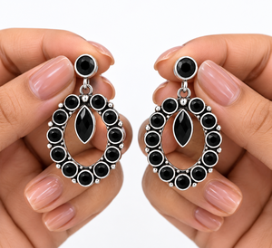 Boucles d'oreilles pendantes fantaisie en laiton plaqué argent oxydé avec serti clos et turquoise pour femme, classiques, pour anniversaire, vente en gros, fournisseur en vrac - Product Image 3