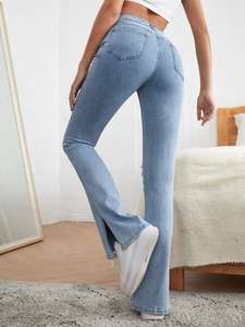 Pantalones Vaqueros de Moda para Hombre, Cintura Media, Rotos, de Pierna Ancha, Personalizados, Nuevos, Casuales, 100% Algodón, Ecológicos - Product Image 3