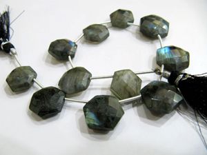 Perles de labradorite naturelle, forme hexagonale, facettées, 12 à 15 mm, fils de 8 pouces de long, noir arc-en-ciel, pierres précieuses pour la création de bijoux - Product Image 2