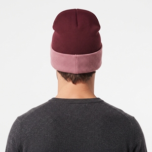 Bonnet d'hiver unisexe en tricot double couche bicolore rose et bordeaux, chaud, doux, avec broderie personnalisée, idéal pour l'extérieur - Product Image 6