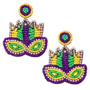 Boucles d'oreilles vintage multicolores en perles pour femmes Patriotic Orange White Blue pour les mariages ou le Memorial Day - Product Image 1