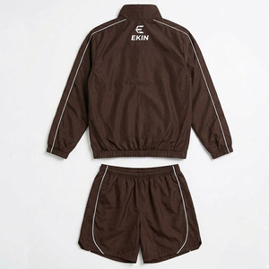 Trendy <b>Men's</b> Two Piece Lightweight Nylon Sportswear Set Brown Windbreaker <b>Jacket</b> and Shorts for <b>Summer</b> Outdoor Running Fitness - Product Image 4
