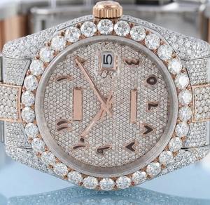 Reloj de Pulsera de Lujo para Hombre, Estilo Hip Hop, Hecho a Mano y Personalizado, con Incrustaciones de Moissanita VVS, Pasa el Test de Diamantes, de Acero Inoxidable - Product Image 2