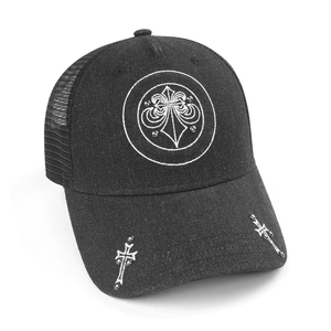 Casquette de camionneur en maille noire avec croix et logo brodés, style streetwear, réglable, unisexe, casquette de baseball - Product Image 2