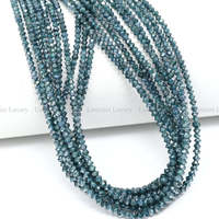Perles Rondelles Facettées à la Main en Diamant Bleu Naturel, Fil de 1,6 mm à 2,7 mm, 15,5 Pouces, Micro-Coupées pour la Fabrication de Bijoux Fins
