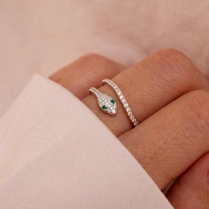 <b>Snake</b> <b>Ring</b> 925 Sterling <b>Silver</b> 14K Gold Plated Adjustable Serpent <b>Ring</b> Dainty Jewelry Gift For Her - Product Image 3