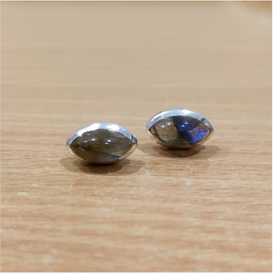 High Quality 925 <b>Silver</b> <b>Stud</b> <b>Earrings</b> With Marquise Shape Labradorite Stone for Engagement & Parties Jewelry - Product Image 2
