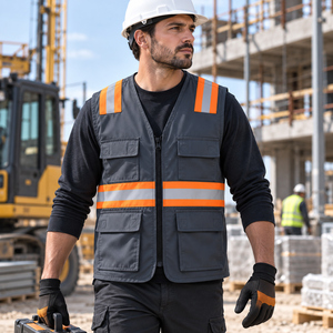 Gilet de travail personnalisé avec logo pour hommes, gilet utilitaire multi-poches en maille réfléchissant pour photographe - Product Image 1